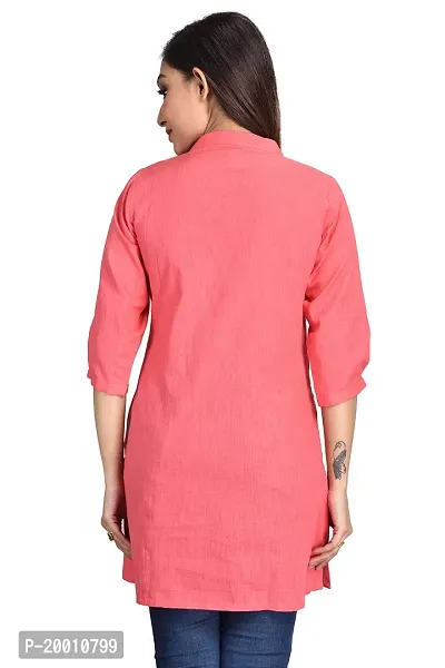 Cherry FAB Short Kurti for Women Peach, Linen, Hips Length-thumb2