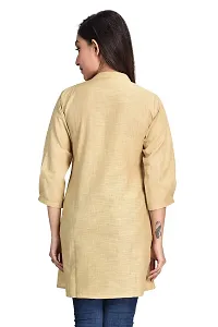 Cherry FAB Short Kurti for Women Beige, Linen, Hips Length-thumb1