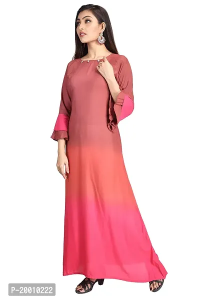 Cherry FAB Long Kurti for Women Brown  Peach, Muslin, Full Length-thumb4