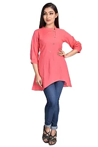 Cherry FAB Short Kurti for Women Peach, Linen, Hips Length-thumb4