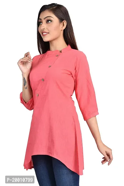 Cherry FAB Short Kurti for Women Peach, Linen, Hips Length-thumb3