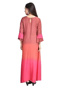 Cherry FAB Long Kurti for Women Brown  Peach, Muslin, Full Length-thumb1