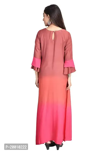 Cherry FAB Long Kurti for Women Brown  Peach, Muslin, Full Length-thumb2