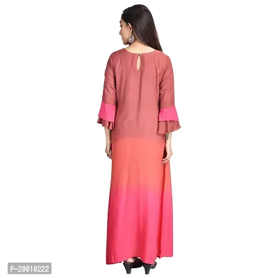 Cherry FAB Long Kurti for Women Brown  Peach, Muslin, Full Length-thumb5