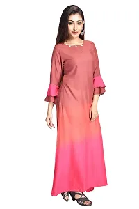 Cherry FAB Long Kurti for Women Brown  Peach, Muslin, Full Length-thumb2