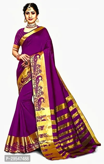 Beautiful Art Silk Saree with Blouse Piece-thumb0