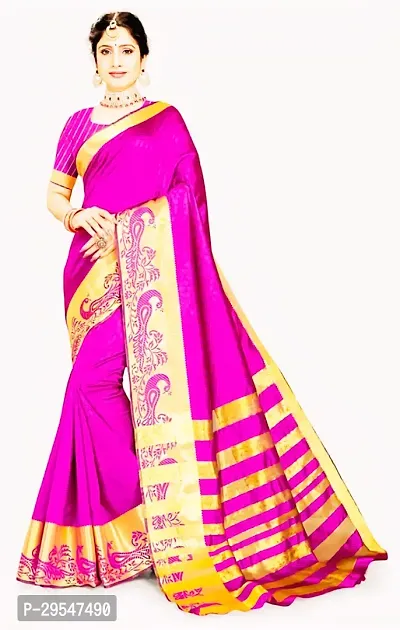 Beautiful Art Silk Saree with Blouse Piece-thumb0