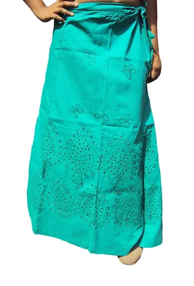New Life Women Pure Cotton Saree Embroidery Petticoat inskirt (7 Part Flared)