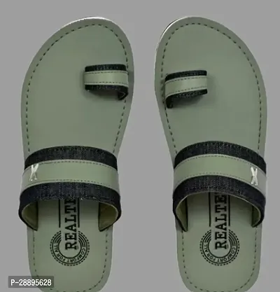 Stylish Green Synthetic Patent Slippers For Men