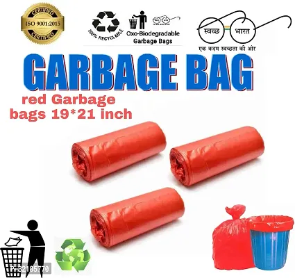 Biodegradable Red Garbage Bag - 19x21 ,(3X30=90 Pieces) Medium 12 L