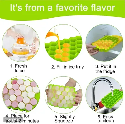 Silicone Ice Cube Trays with Flexible 37-Ice Trays BPA Free, for Cake Chocolate Mould, Kitchen Baking Tools, Stackable Flexible Safe Ice Cube Molds (Pack of 2) Multicolor-thumb3