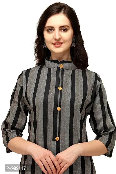 divyapriya Cotton Striped Woven Women Kurta Pant Set Grey-thumb5