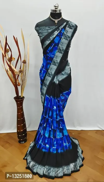 Elegant Printed Poly Georgette Weightless Saree With Blouse For Women-thumb0