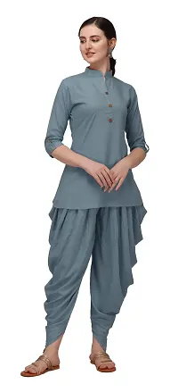 DIVYAPRIYA Rayon Cotton Designer Pathani Patiyala Women Kurta Set Grey-thumb1