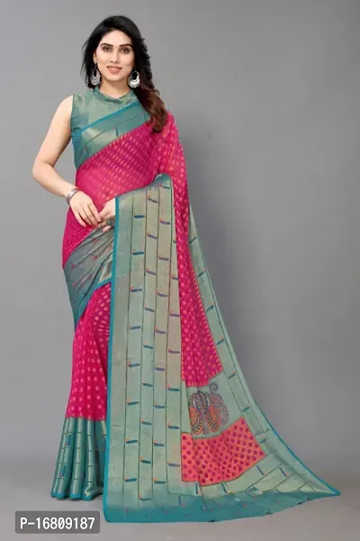 Stylish Brasso Multicoloured Printed Saree With Blouse Piece For Women-thumb0