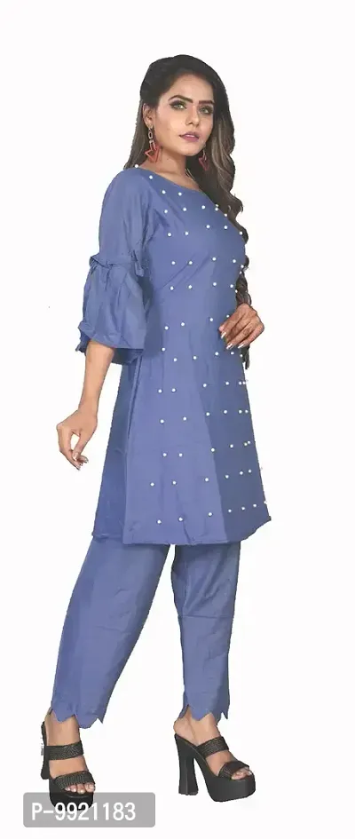 divyapriya Rayon Pearled Embellished Women Kurta Set Grey-thumb4