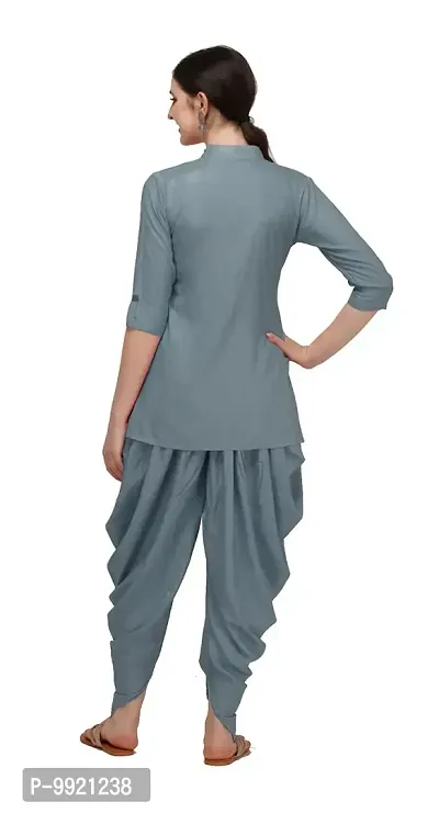 DIVYAPRIYA Rayon Cotton Designer Pathani Patiyala Women Kurta Set Grey-thumb4