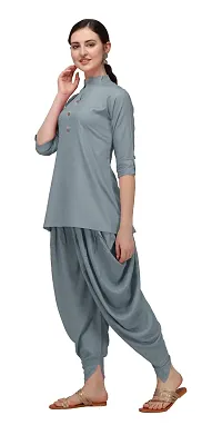 DIVYAPRIYA Rayon Cotton Designer Pathani Patiyala Women Kurta Set Grey-thumb2