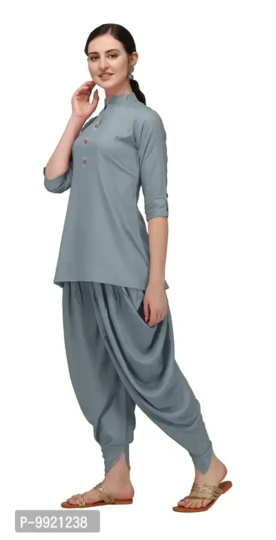 DIVYAPRIYA Rayon Cotton Designer Pathani Patiyala Women Kurta Set Grey-thumb3