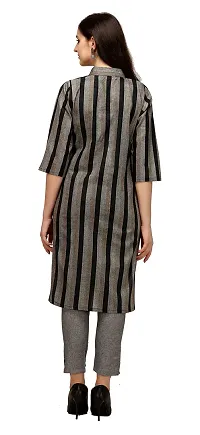 divyapriya Cotton Striped Woven Women Kurta Pant Set Grey-thumb3