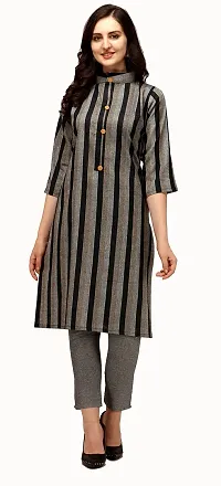 divyapriya Cotton Striped Woven Women Kurta Pant Set Grey-thumb1