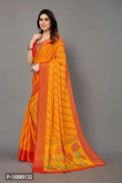 Stylish Brasso Multicoloured Printed Saree With Blouse Piece For Women-thumb2