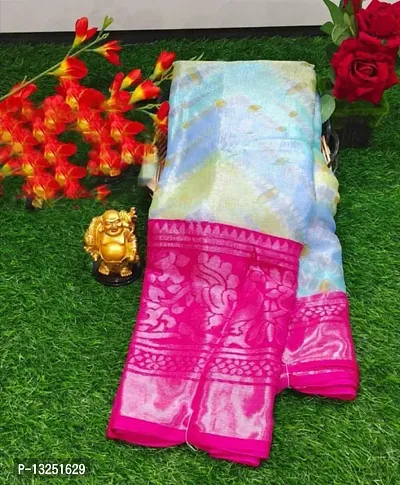 Elegant Printed Brasso Saree With Blouse For Women