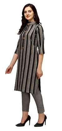 divyapriya Cotton Striped Woven Women Kurta Pant Set Grey-thumb2