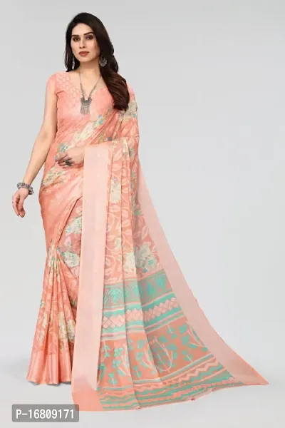 Stylish Brasso Multicoloured Printed Saree With Blouse Piece For Women