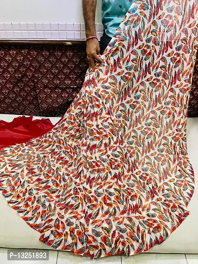 Elegant Printed Poly Georgette Weightless Saree With Blouse For Women-thumb0