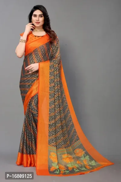 Stylish Brasso Multicoloured Printed Saree With Blouse Piece For Women