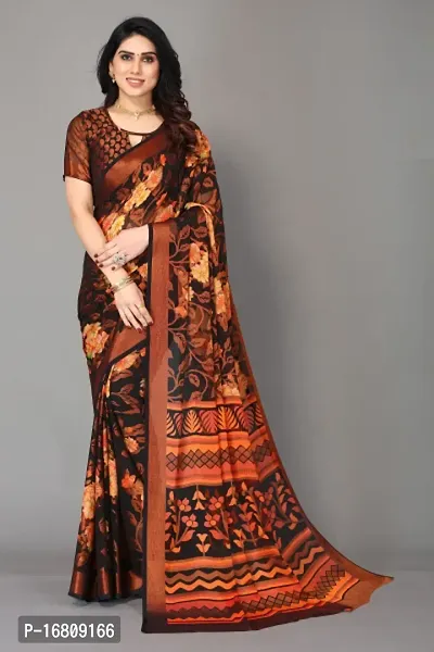 Stylish Brasso Multicoloured Printed Saree With Blouse Piece For Women