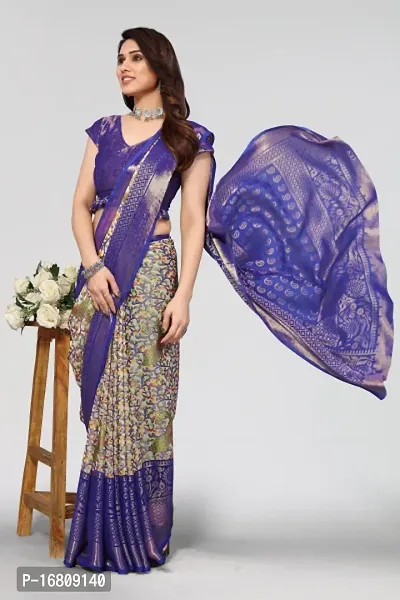 Stylish Brasso Multicoloured Printed Saree With Blouse Piece For Women