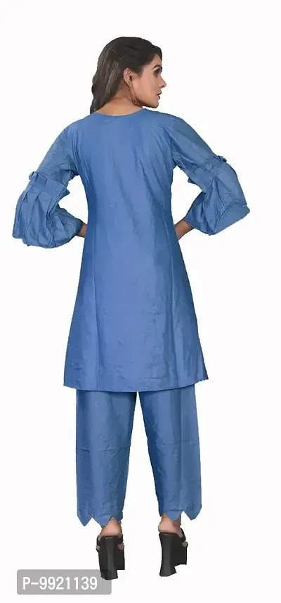 divyapriya Rayon Pearled Embellished Women Kurta Set Blue-thumb3