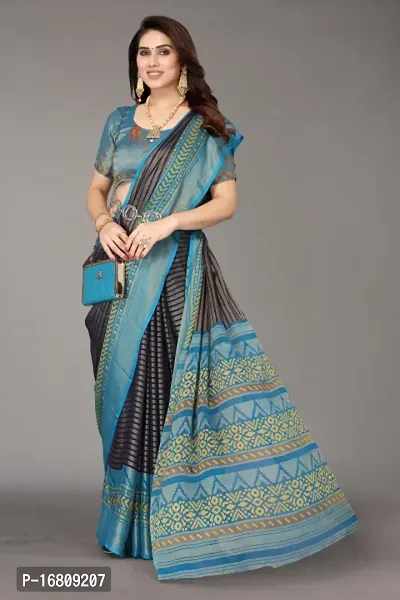 Stylish Brasso Multicoloured Printed Saree With Blouse Piece For Women-thumb0