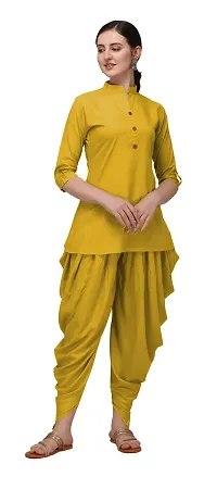 DIVYAPRIYA Rayon Cotton Designer Pathani Patiyala Women Kurta Set (Large, Mehandi)-thumb1