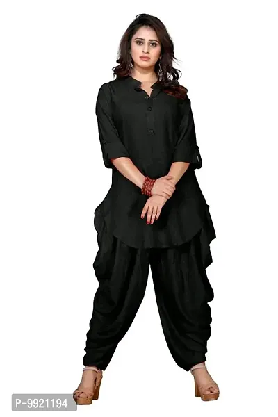 DIVYAPRIYA Rayon Cotton Designer Pathani Patiyala Women Kurta Set Black
