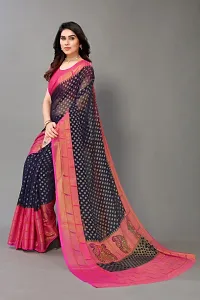Stylish Brasso Multicoloured Printed Saree With Blouse Piece For Women-thumb1