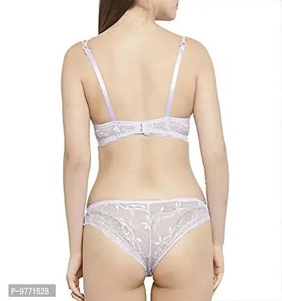 F'shway Women's Wedding Panty Bra Set Push-Up Undergarments Set Polyamide Women Underbody Set (White-36)-thumb3