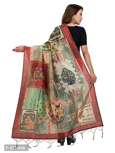 Fshway Women's Chanderi Silk Dupatta Digital Printed Silk Chunni (Length:2.30 Mtr, Width: 36 Inch Approx 1 Mtr)-thumb3