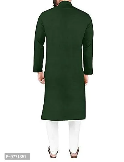 Fshway Men's Ethnic Single Kurta Straight Kurta for Men (XL, Dark Green)-thumb4