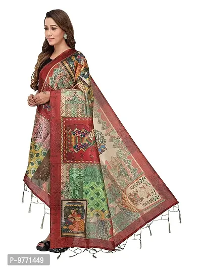 Fshway Women's Chanderi Silk Dupatta Digital Printed Silk Chunni (Length:2.30 Mtr, Width: 36 Inch Approx 1 Mtr)-thumb2