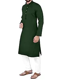 Fshway Men's Ethnic Single Kurta Straight Kurta for Men (XL, Dark Green)-thumb2