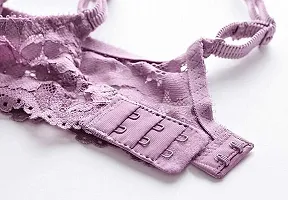 F'shway Women's Wedding Panty Bra Set Push-Up Undergarments Set Polyamide Women Underbody Set (Light Purple-32)-thumb3