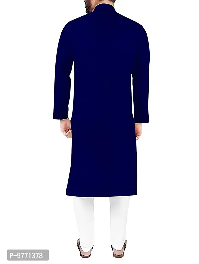 Fshway Men's Cotton Regular Kurta (Men's Ethnic Single Kurta_Dark Blue_L)-thumb2