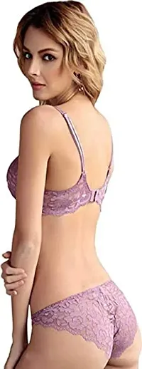 F'shway Women's Wedding Panty Bra Set Push-Up Undergarments Set Polyamide Women Underbody Set (Light Purple-32)-thumb2
