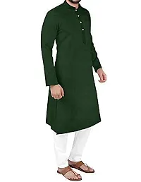 Fshway Men's Ethnic Single Kurta Straight Kurta for Men (XL, Dark Green)-thumb1