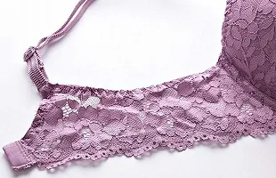 F'shway Women's Wedding Panty Bra Set Push-Up Undergarments Set Polyamide Women Underbody Set (Light Purple-32)-thumb4