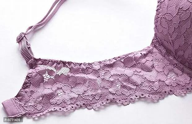 F'shway Women's Wedding Panty Bra Set Push-Up Undergarments Set Polyamide Women Underbody Set (Light Purple-32)-thumb5