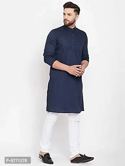 Fshway Men's Cotton Regular Kurta (Men's Ethnic Single Kurta_Dark Blue_L)-thumb5